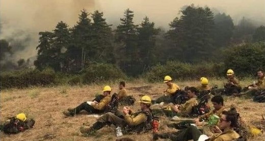 Firefighters resting